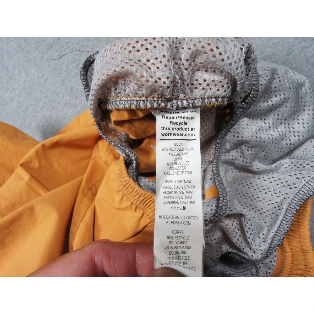 Patagonia Shorts Men Small Orange Baggies 7 Inch Lined Swim Hiking Outdoors